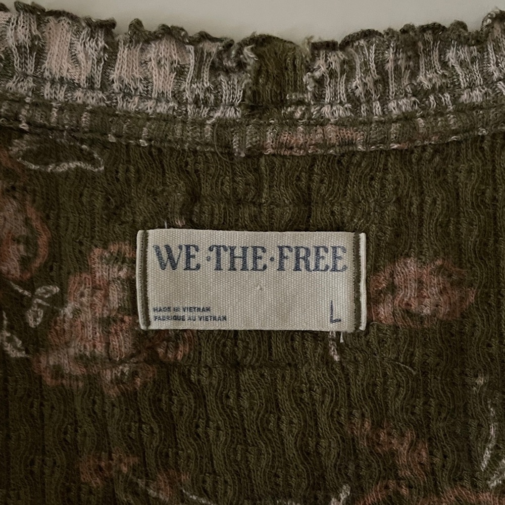 Free People Olive Floral Long Sleeve Top - Picture 5 of 15